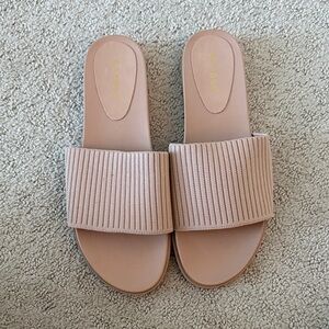 BAMBOO Ribbed Tan Slide Sandals